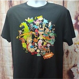 Nickelodeon 90s Cartoons Black Cotton T-Shirt
